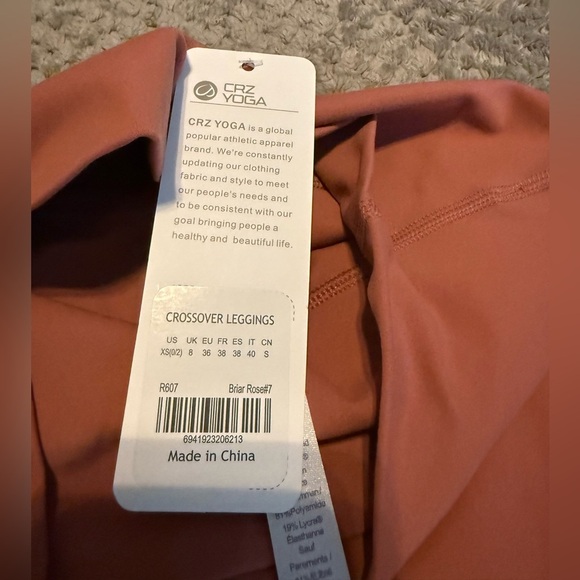 🌸 **CRZ YOGA Crossover High-Waist Leggings**  Size **XS (0/2) | Briar Rose | NWT - Picture 5 of 7